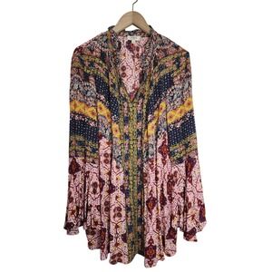 Umgee Dress Women's Large Boho Hippie Mixed Paisley Bell Long Sleeve‎